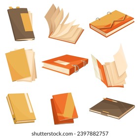 Folders icon set. Documents business icon management office data. Technology information archive isolated design. Information storage technology
