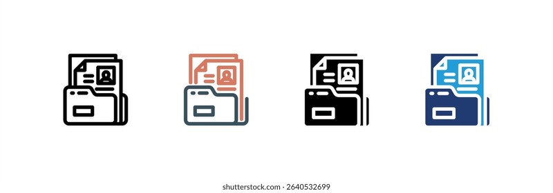 Folders icon set multiple style collection. Vector illustration.