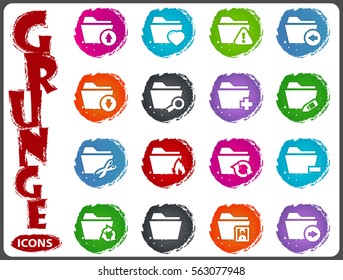 Folders icon set for web sites and user interface in grunge style