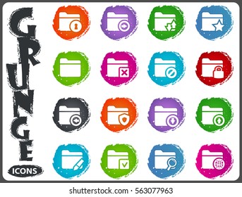 Folders icon set for web sites and user interface in grunge style