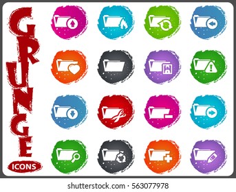 Folders icon set for web sites and user interface in grunge style