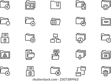 Folders icons collection is a vector illustration with editable stroke.