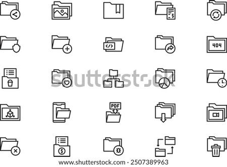 Folders icons collection is a vector illustration with editable stroke.