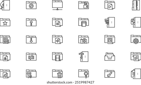 Folders icons High-Quality Vector Icons Collection with Editable Stroke. Ideal for Professional and Creative Projects.