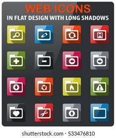 Folders icons set in flat design with long shadow
