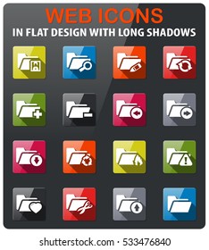 Folders icons set in flat design with long shadow