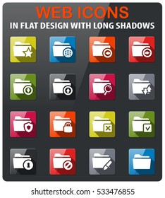 Folders icons set in flat design with long shadow