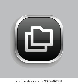 folders line icon design. Glossy Button style rounded rectangle isolated on gray background. Vector illustration