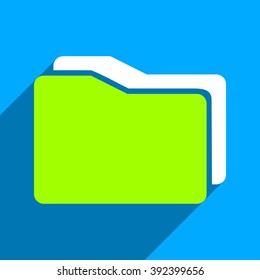 Folders long shadow vector icon. Style is a flat folders iconic symbol on a blue square background.