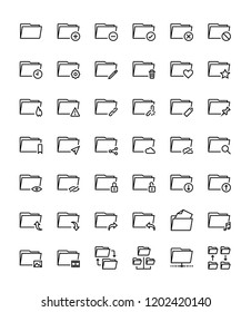Folders outline icon set. Editable curves