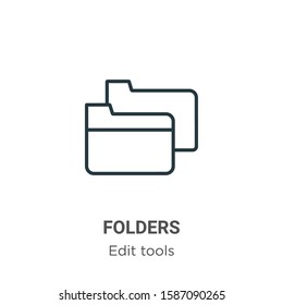 Folders outline vector icon. Thin line black folders icon, flat vector simple element illustration from editable edit tools concept isolated on white background