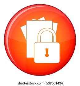 Folders with padlock icon in red circle isolated on white background vector illustration