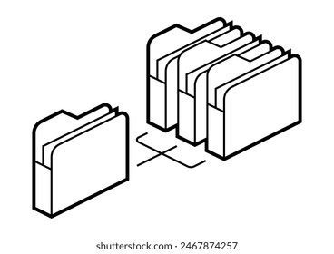 Folders for paper icon in isometry. Image for website, app, logo, UI design.