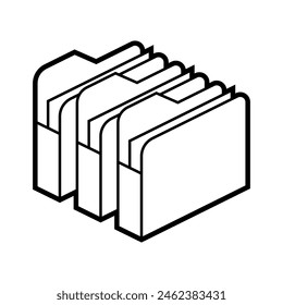 Folders for paper icon in isometry. Storage of information and files. Image for website, app, logo, UI design.
