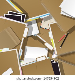 Folders pile background, abstract art collage