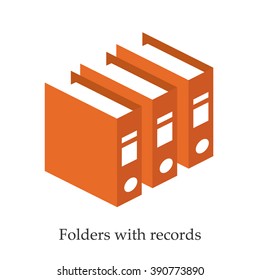 Folders with records for doctors. Isometric vector illustration