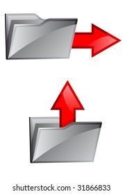 folders with red arrows. A vector. Without mesh.