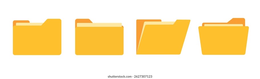 The folders set for app and web. Open and close the folder. Folders with documents. Vector illustration