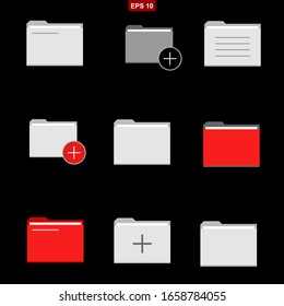 carpetas establecer icono de ilustración vectorial de stock