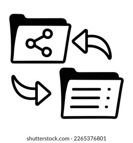 Folders sharing hand drawn icon vector 