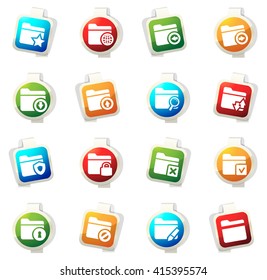 Folders stickers label icon set for web sites