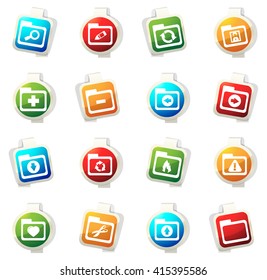 Folders stickers label icon set for web sites