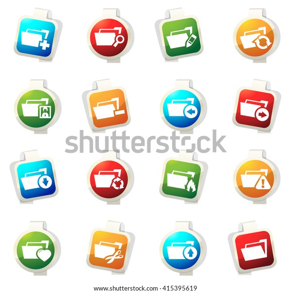 Folders Stickers Label Icon Set Web Stock Vector (Royalty Free ...