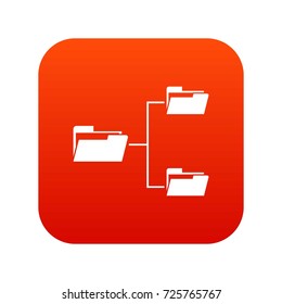 Folders structure icon digital red for any design isolated on white vector illustration