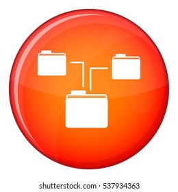 Folders structure icon in red circle isolated on white background vector illustration