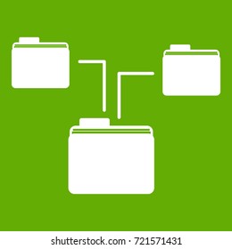 Folders structure icon white isolated on green background. Vector illustration