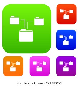 Folders structure set icon in different colors isolated vector illustration. Premium collection