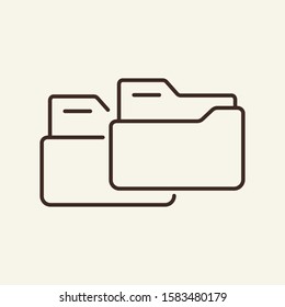 Folders transfer thin line icon. Scope of folders concept. Vector illustration symbol elements for web design and apps.