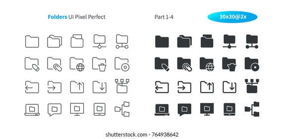 Folders UI Pixel Perfect Well-crafted Vector Thin Line And Solid Icons 30 2x Grid for Web Graphics and Apps. Simple Minimal Pictogram Part 1-4