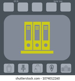 folders vector icon on a gray cine-film background. Flat design style.