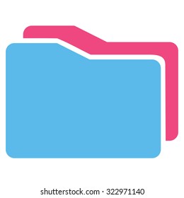 Folders vector icon. Style is bicolor flat symbol, pink and blue colors, rounded angles, white background.