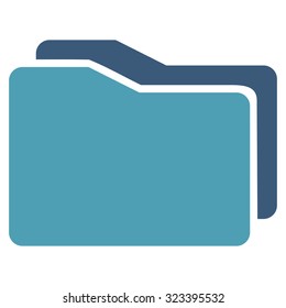 Folders vector icon. Style is bicolor flat symbol, cyan and blue colors, rounded angles, white background.