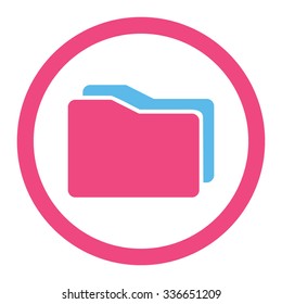 Folders vector icon. Style is bicolor flat rounded symbol, pink and blue colors, rounded angles, white background.
