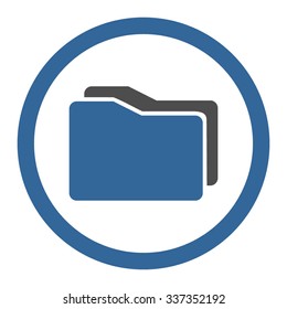 Folders vector icon. Style is bicolor flat rounded symbol, cobalt and gray colors, rounded angles, white background.