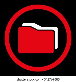 Folders vector icon. Style is bicolor flat rounded symbol, red and white colors, rounded angles, black background.