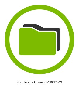 Folders vector icon. Style is bicolor flat rounded symbol, eco green and gray colors, rounded angles, white background.