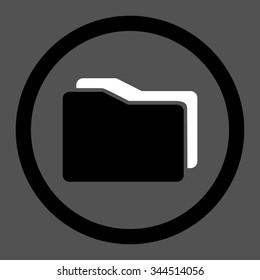 Folders vector icon. Style is bicolor flat rounded symbol, black and white colors, rounded angles, gray background.