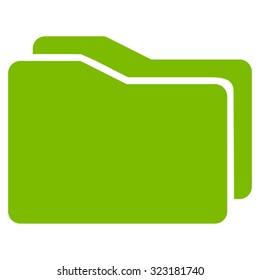 Folders vector icon. Style is flat symbol, eco green color, rounded angles, white background.