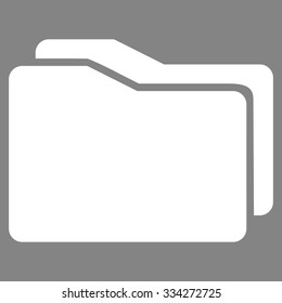 Folders vector icon. Style is flat symbol, white color, rounded angles, gray background.