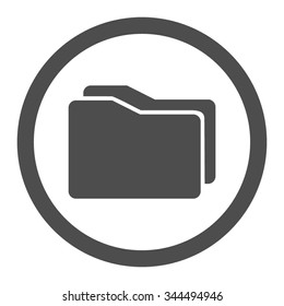 Folders vector icon. Style is flat rounded symbol, gray color, rounded angles, white background.