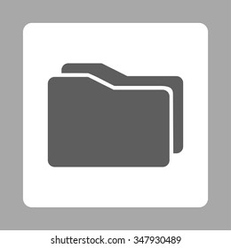 Folders vector icon. Style is flat rounded square button, dark gray and white colors, silver background.