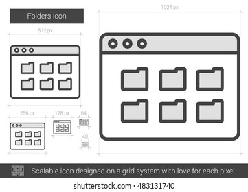 Folders vector line icon isolated on white background. Folders line icon for infographic, website or app. Scalable icon designed on a grid system.