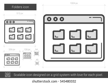 Folders vector line icon isolated on white background. Folders line icon for infographic, website or app. Scalable icon designed on a grid system.