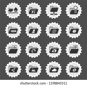folders web icons stylized postage stamp for user interface design