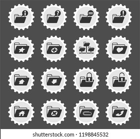 folders web icons stylized postage stamp for user interface design