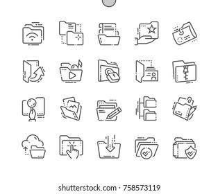 Folders Well-crafted Pixel Perfect Vector Thin Line Icons 30 2x Grid for Web Graphics and Apps. Simple Minimal Pictogram